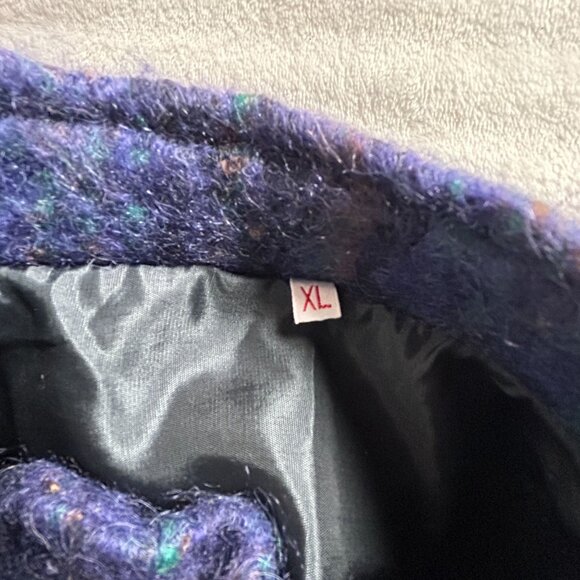Vintage 60s/70s Freedom Wear by Treas Ni Riain Mohair Plaid Jacket/Coat XL Blue - Picture 3 of 12
